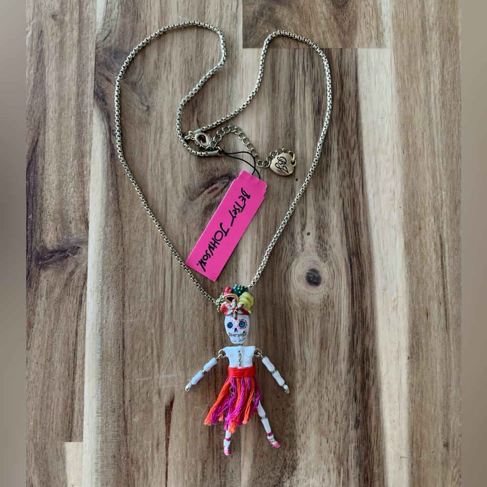Betsey Johnson rio enamel sugar skull with fruit pendant necklace jewelry NWT